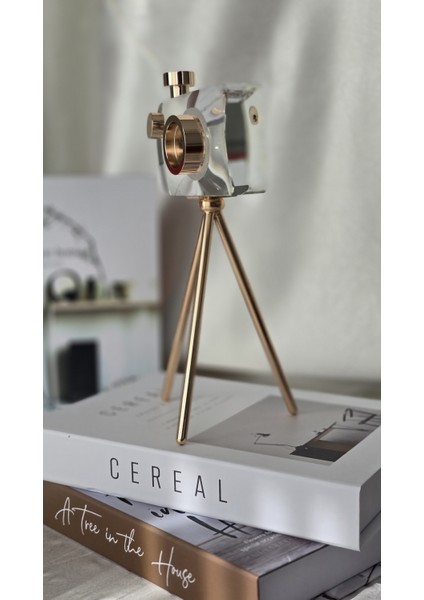 Tripot Ayaklı Kristal Cam Fotoğraf Makinesi Dekoratif Obje - Küçük Boy modelleri