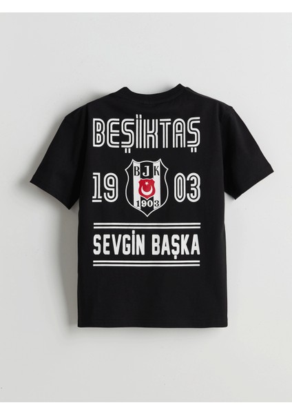 Yeni Sezon Bisiklet Yaka Besiktas Baskili Erkek Cocuk Tisort - S5BJ45Z4