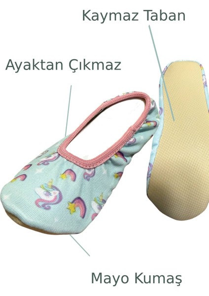 Kız Çocuk Turkuaz Desenli Bez Deniz Ayakkabısı Patiği W08