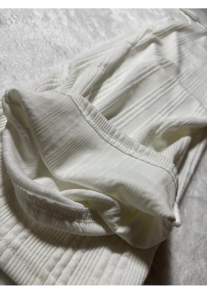 Baggy Beyaz Renk Ottoman Çizgi Detaylı Pantolon modelleri