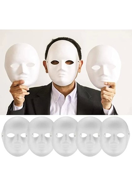 Beyaz Renk Boyanabilir Anonim Tam Yüz Cosplay Maske 24X18 cm indirimleri