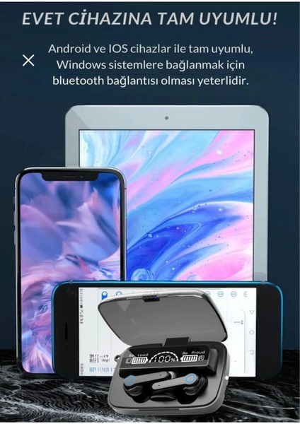 Bluetooth Kulaklık Kulakiçi Powerbanklı Çift Mikrofonlu Dokunmatik Kablosuz Earbuds F9 Pro