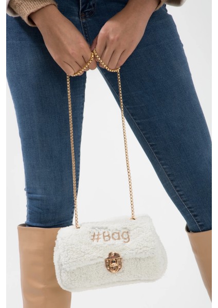 Baghashtag Beyaz Mini Peluş Çanta