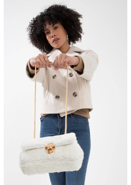 Baghashtag Beyaz Mini Peluş Çanta