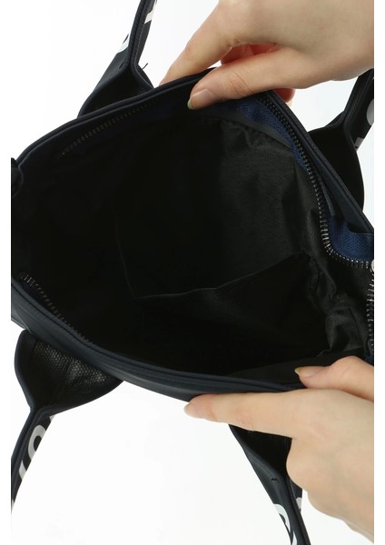 Baghashtag Siyah Mini Su Geçirmez Kulp Yazılı Tote Çanta
