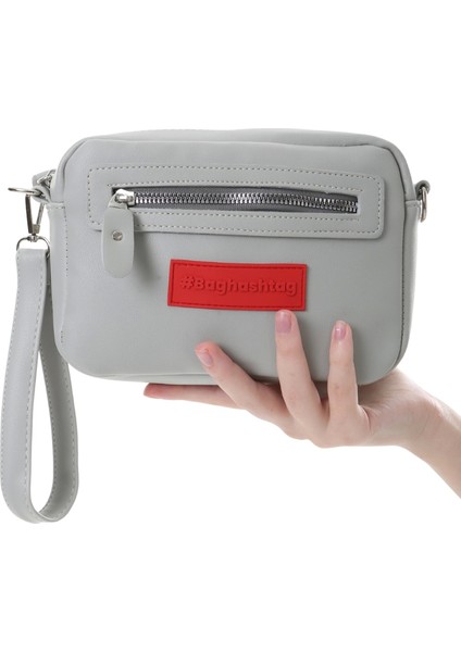 Baghashtag Gri Minik Unisex 3 Gözlü Deri Çanta