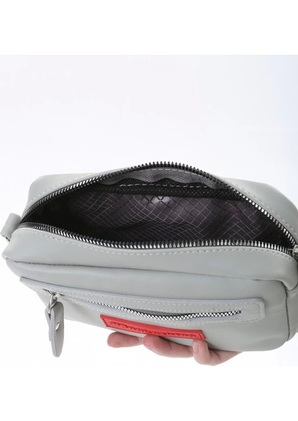 Baghashtag Gri Minik Unisex 3 Gözlü Deri Çanta