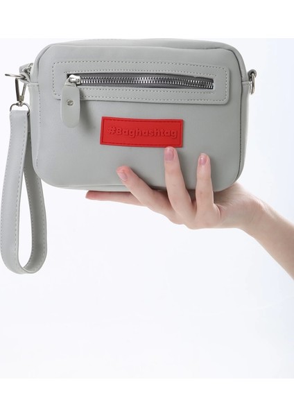 Baghashtag Gri Minik Unisex 3 Gözlü Deri Çanta