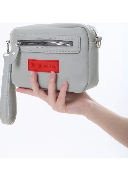Baghashtag Gri Minik Unisex 3 Gözlü Deri Çanta