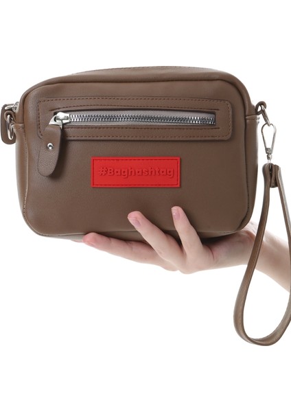 Baghashtag Kahverengi Minik Unisex 3 Gözlü Deri Çanta