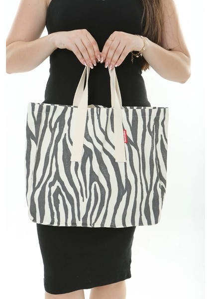 Baghashtag Zebra Baskılı Gabardin Bez Çanta
