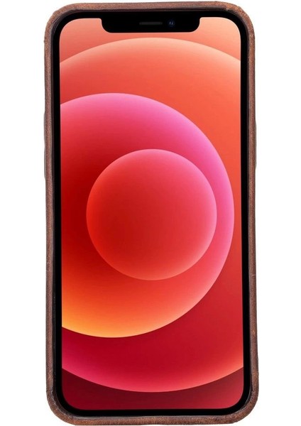 Apple iPhone 12 Pro Max Uyumlu Deri Arka Kapak Rock G2 Kahve