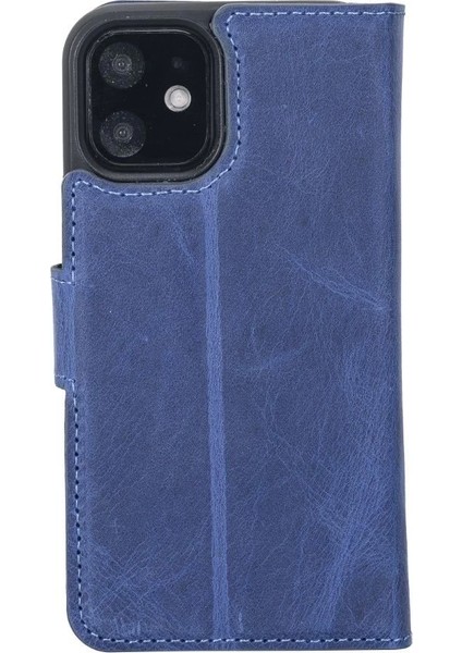 Apple iPhone 12 Mini Uyumlu Deri Cüzdanlı Kılıf G21 Mavi
