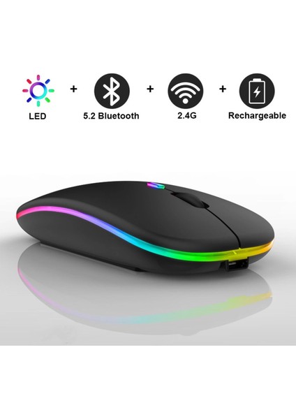 Kablosuz Fare Wireless Mouse 4 Tuşlu Sessiz Şarj Edilebilir Dpı Kontrol