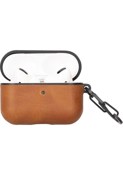 Apple Airpods Pro Uyumlu Deri Kılıf Juni TN11 Taba