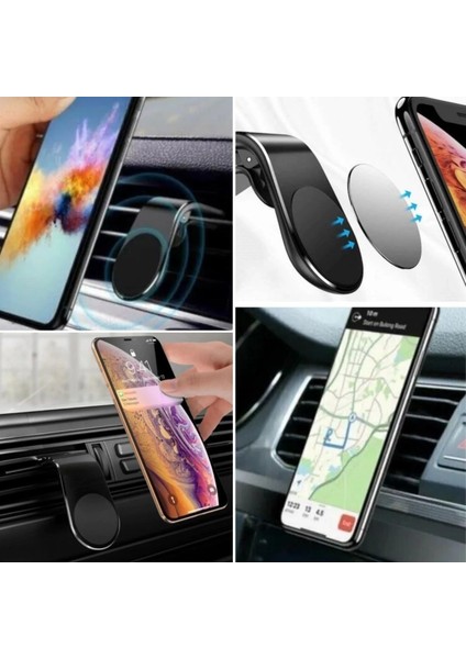 Havalanndırma Izgarasına Takılabilen Mandallı Mıknatıslı Oto Araç Içi Manyetik Telefon Tutucu