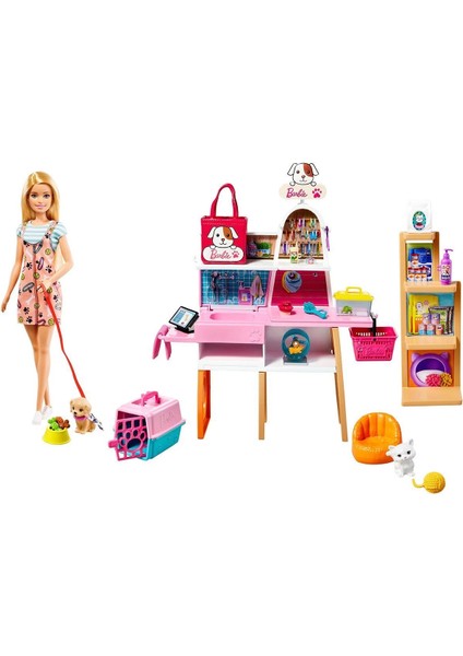 GRG90 Barbie ve Evcil Hayvan Dükkanı Oyun Seti