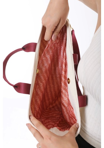 Baghashtag #bagseries Bordo Kanvas Tote Çanta