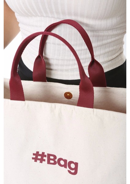 Baghashtag #bagseries Bordo Kanvas Tote Çanta