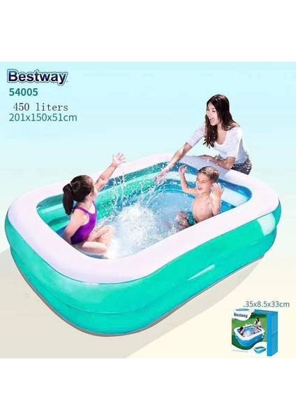 Bestway Büyük Dikdörtgen Aile Havuzu 201X150X51CM