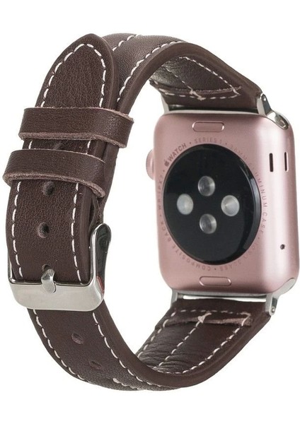 Apple Watch Uyumlu Deri Kordon 42-44-45MM Nm3-As3 Kahve