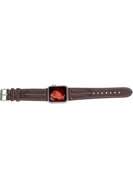 Apple Watch Uyumlu Deri Kordon 42-44-45MM Nm3-As3 Kahve