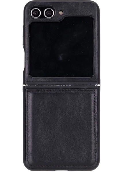 Samsung Galaxy Z Flip5 Uyumlu Deri Arka Kapak Parlak Siyah indirimleri