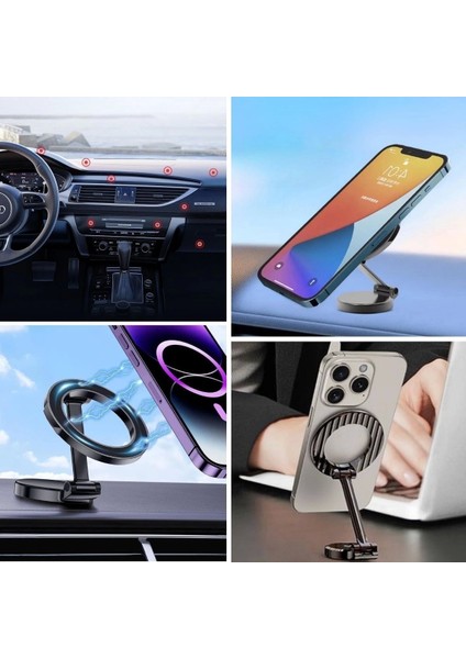 Tüm Telefonlarla Uyumlu Manyetik Araç Telefonu Tutacağı Katlanır 360 Derece Dönen Telefon Standı