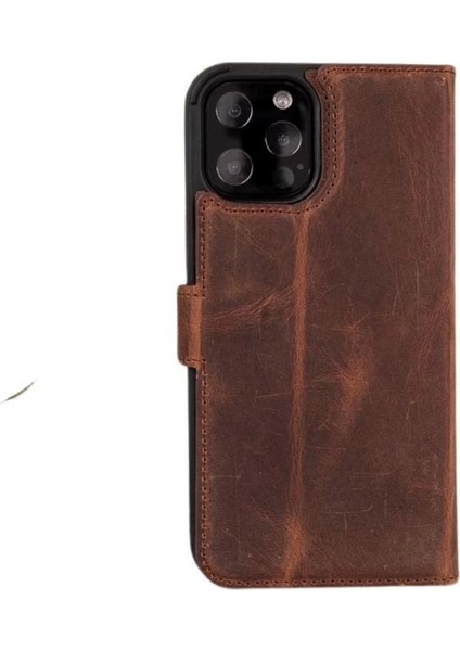 Apple iPhone 11 Pro Max Uyumlu Deri Cüzdanlı Kılıf Rfıd G2 Kahve