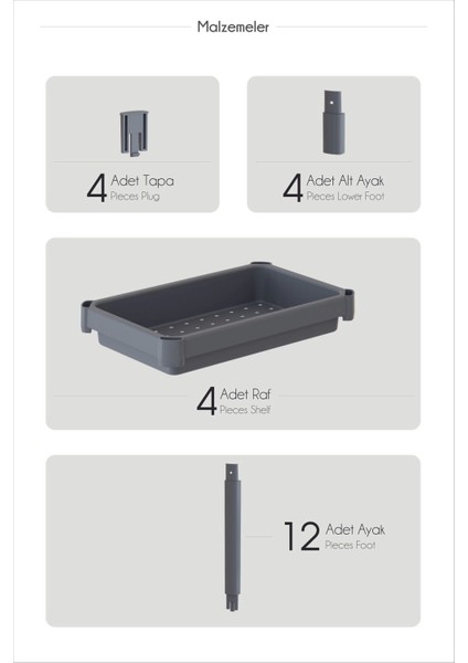 Siyah 4 Katlı Banyo Raf Ünitesi - Çok Amaçlı Banyo Düzenleyici, Şampuanlık, Havluluk & Dolap Rafları fırsatları