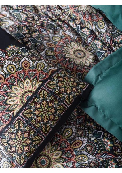 Cotton Box Çift Kişilik Saten Nevresim Takımı Ornate Petrol