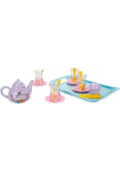 Ince Belli Tepsili Oyun Seti Çay Servis Oyuncağı Renkli Eğitici Set