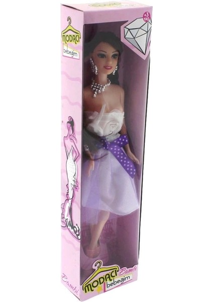 Bambi Beyaz Elbiseli Moda Bebek