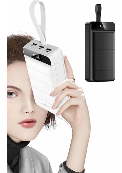 50.000 Mah Powerbank Turbo Hızlı LED Göstergeli Android Ios Uyumlu Taşınabilir Askılı