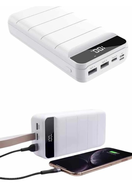 50.000 Mah Powerbank Turbo Hızlı LED Göstergeli Android Ios Uyumlu Taşınabilir Askılı