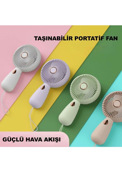 Mini Vantilatör Şarjlı Yüksek Fan Gücü Tutmalı Fan Mini Fan Vantilatör Işıklı Vantilatör