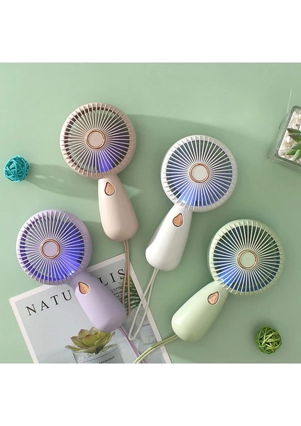 Mini Vantilatör Şarjlı Yüksek Fan Gücü Tutmalı Fan Mini Fan Vantilatör Işıklı Vantilatör