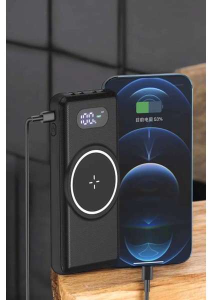 Hızlı Şarj Dijital Göstergeli Powerbankli Çoklu Şarj Özelliği