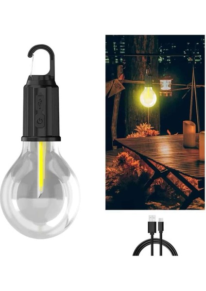 3 Farklı Mod Led'li Şarjlı Asma Kancalı Kamp Lambası Taşınabilir Ampul