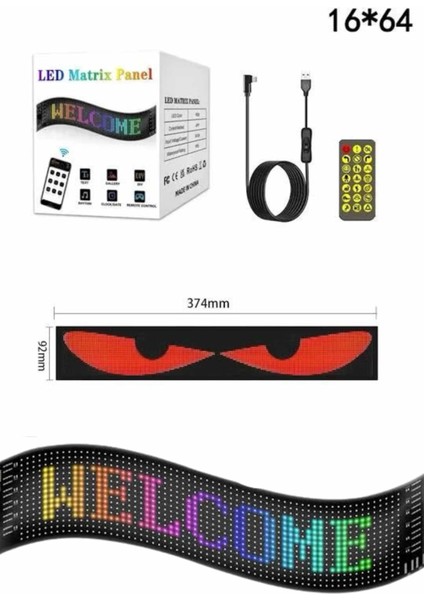 LED Panel 16*64 LED Uzaktan Kumandalı Telefon Kontrollü LED Ekran