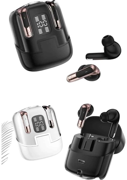 4 Adet Çift Kulaklık Dijital Göstergeli Yüksek Ses Kaliteli Bluetooth Kulaklık