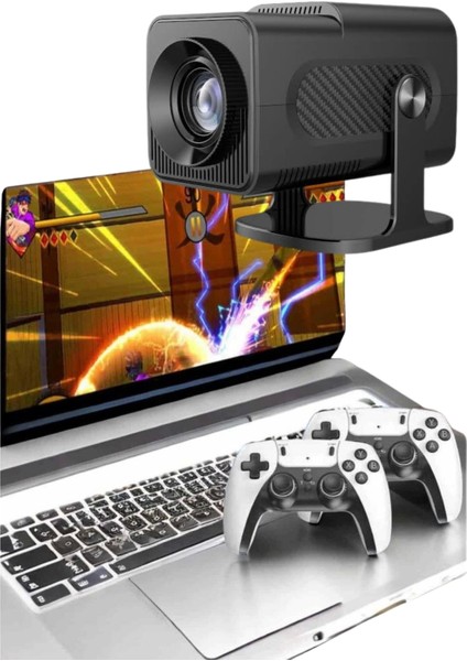 Çift Kollu Game Box Projeksiyon Cihazı Kumandalı Android Tv Dahili Hoparlör