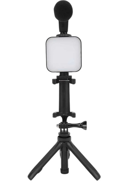 Telefon Tutucu Mini Mikrofonlu Tripod Vlog Çekim Video