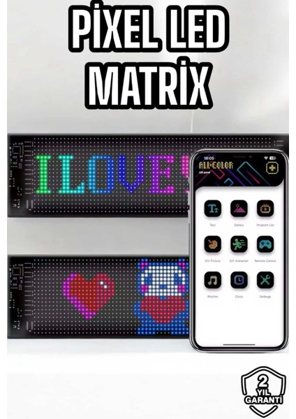 Otomobil Uyumlu LED Matrix Dijital Ekran Bluetooth Bağlantılı 16X24
