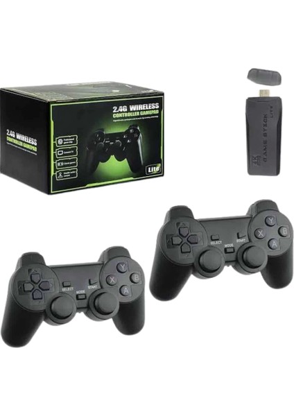 4K Game Stick Oyun Konsolu 2.4g Kablosuz Çift Kol Nostaljik Oyunlar