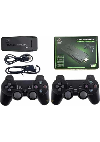 4K Game Stick Oyun Konsolu 2.4g Kablosuz Çift Kol Nostaljik Oyunlar