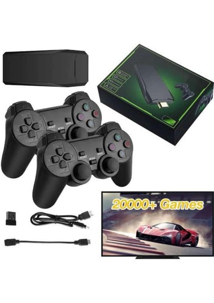4K Game Stick Oyun Konsolu 2.4g Kablosuz Çift Kol Nostaljik Oyunlar