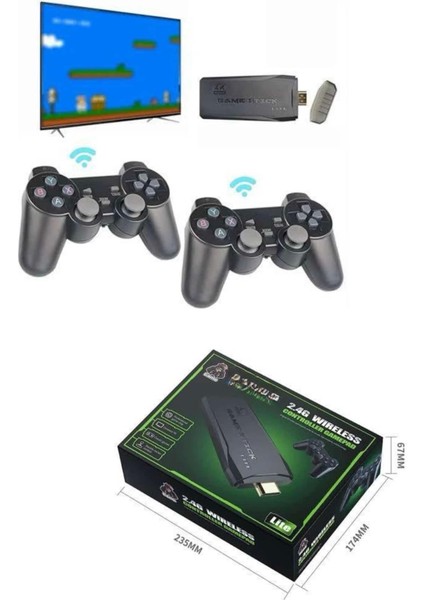 4K Game Stick Oyun Konsolu 2.4g Kablosuz Çift Kol Nostaljik Oyunlar