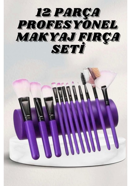 Makyaj Fırçası 12 Parça Set Yumuşak Uçlu Göz Makyajına Uygun Hafif ve Taşınabilir Çanta
