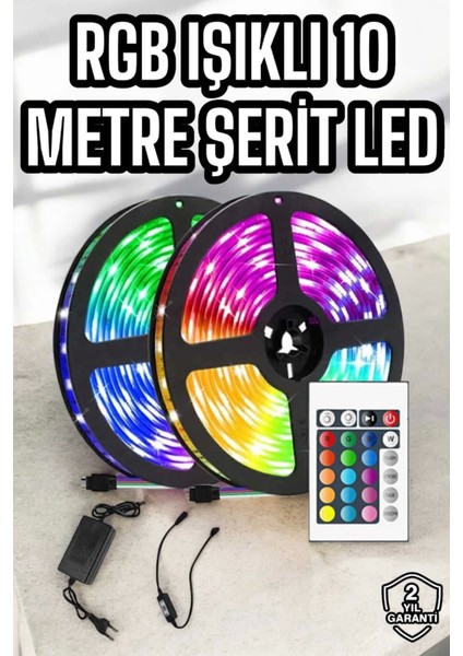 Yeni Nesil Rgb Işıklı 10METRE Şerit LED Kumandalı Şarj Edilebilir